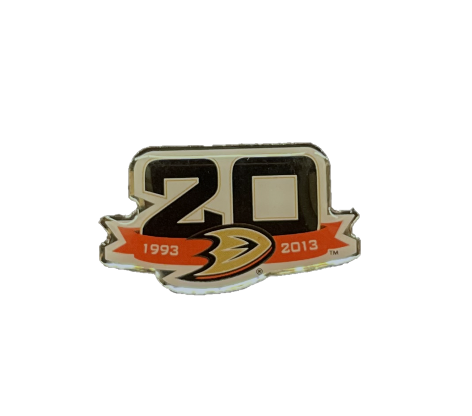 2013 Anaheim Ducks Team 20th Anniversary Season Logo Jersey Patch White