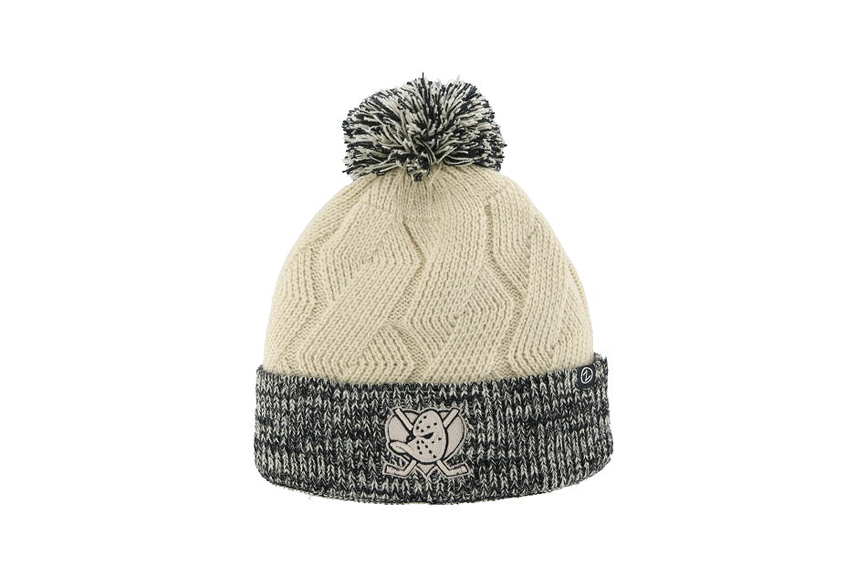 Womens MD Heart Cable Pom Beanie